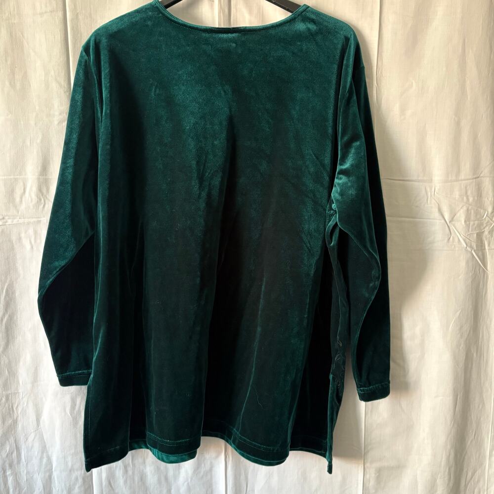 Vintage Diane Von Furstenberg  Color Authority Top  2X Green Velour - Picture 2 of 5